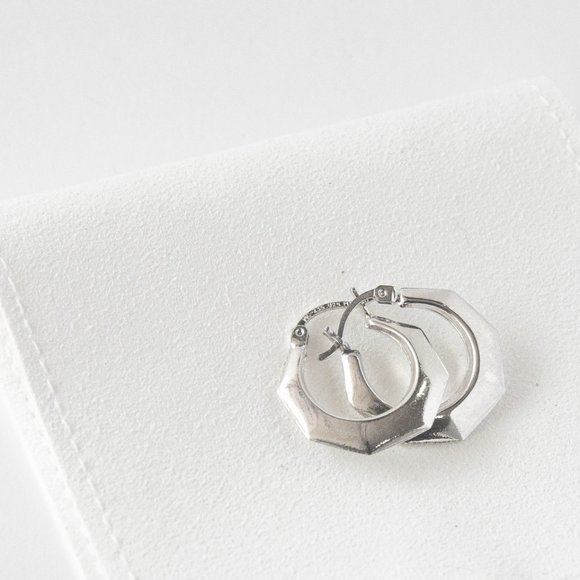 Hexagon Hoop Earrings in Sterling Silver - Picture 5 of 5